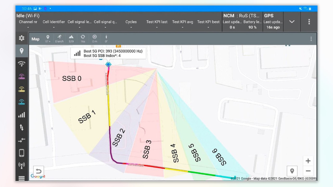 Figure 1: Best SSB (based on RSRP, number of SSB color coded); 5G site with three sectors and 7 beams per sector