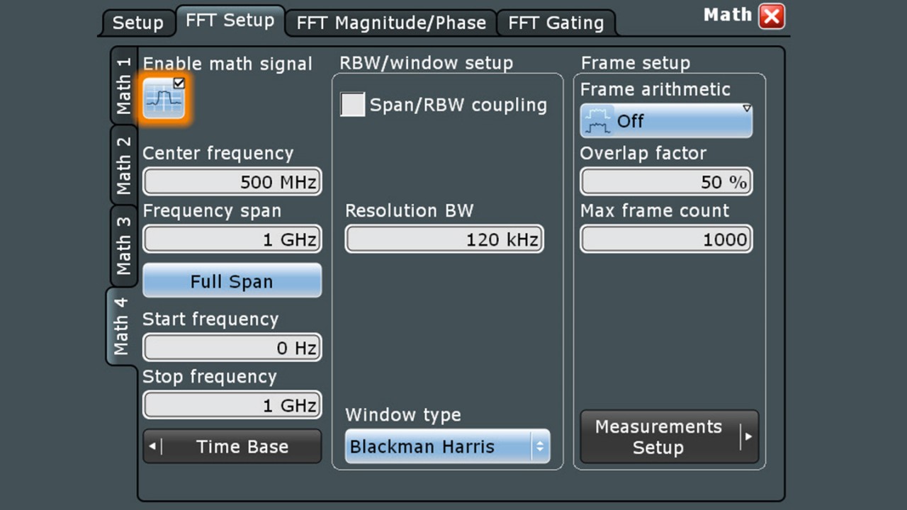 Easy navigation in frequency domain with a familiar spectrum analyzer interface.