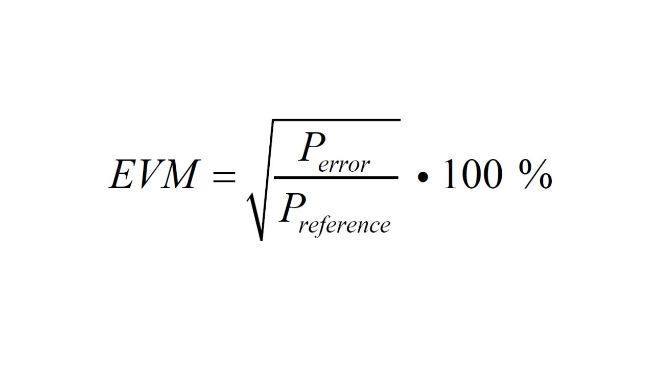 The equation clearly shows EVM as the square root of the error power over a reference power.