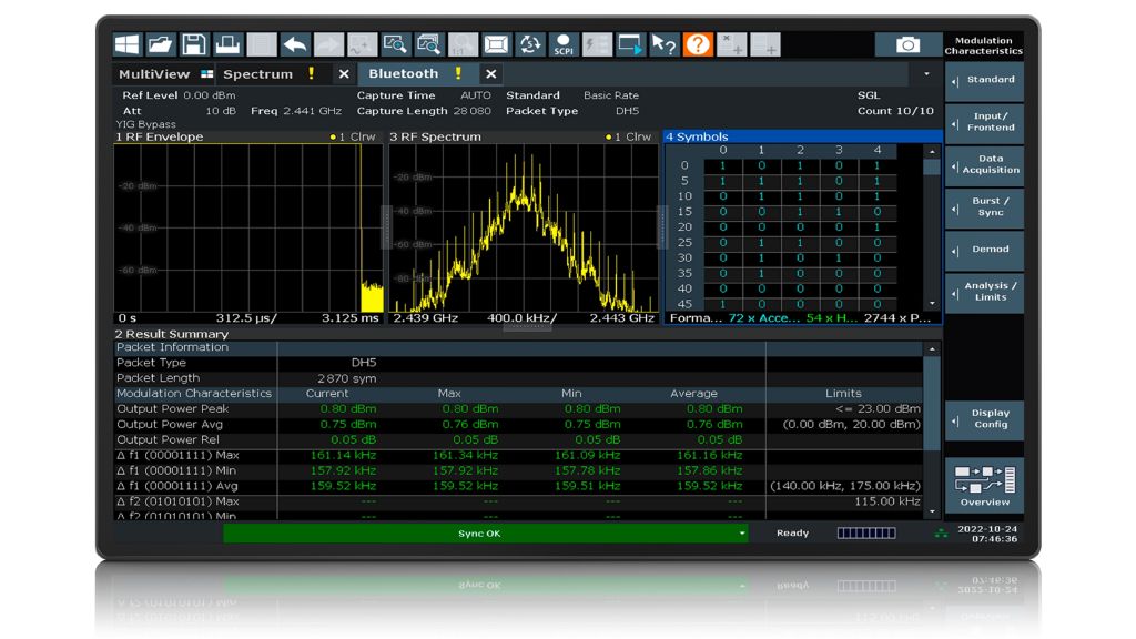 Example Bluetooth® BR physical layer measurements with the R&S FSW-K8