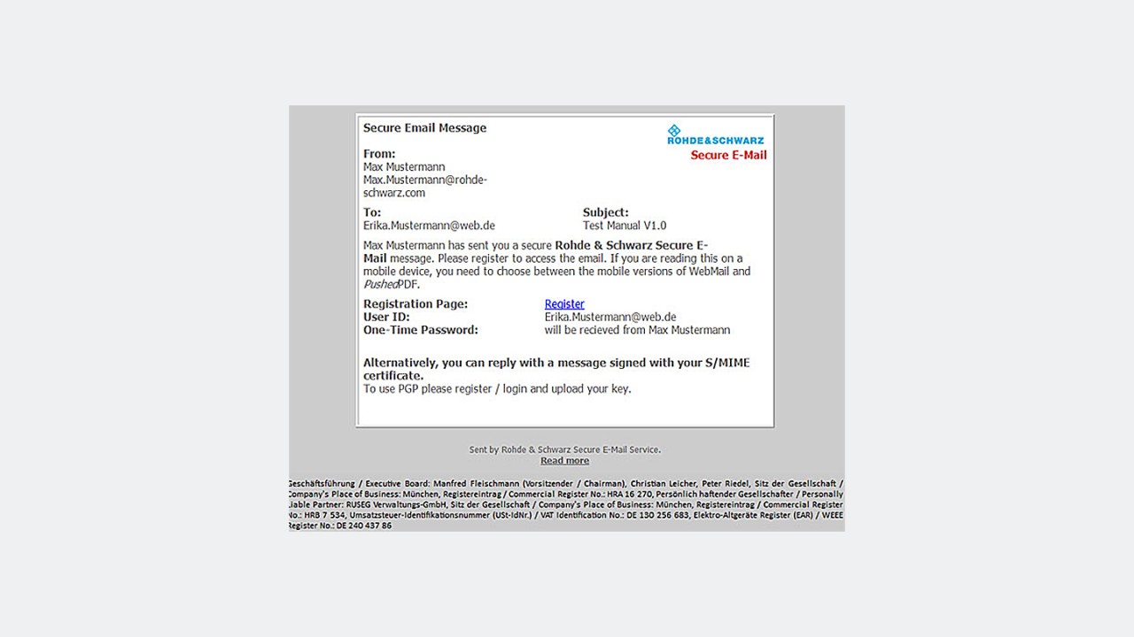 Secure e-mail communications with Rohde & Schwarz