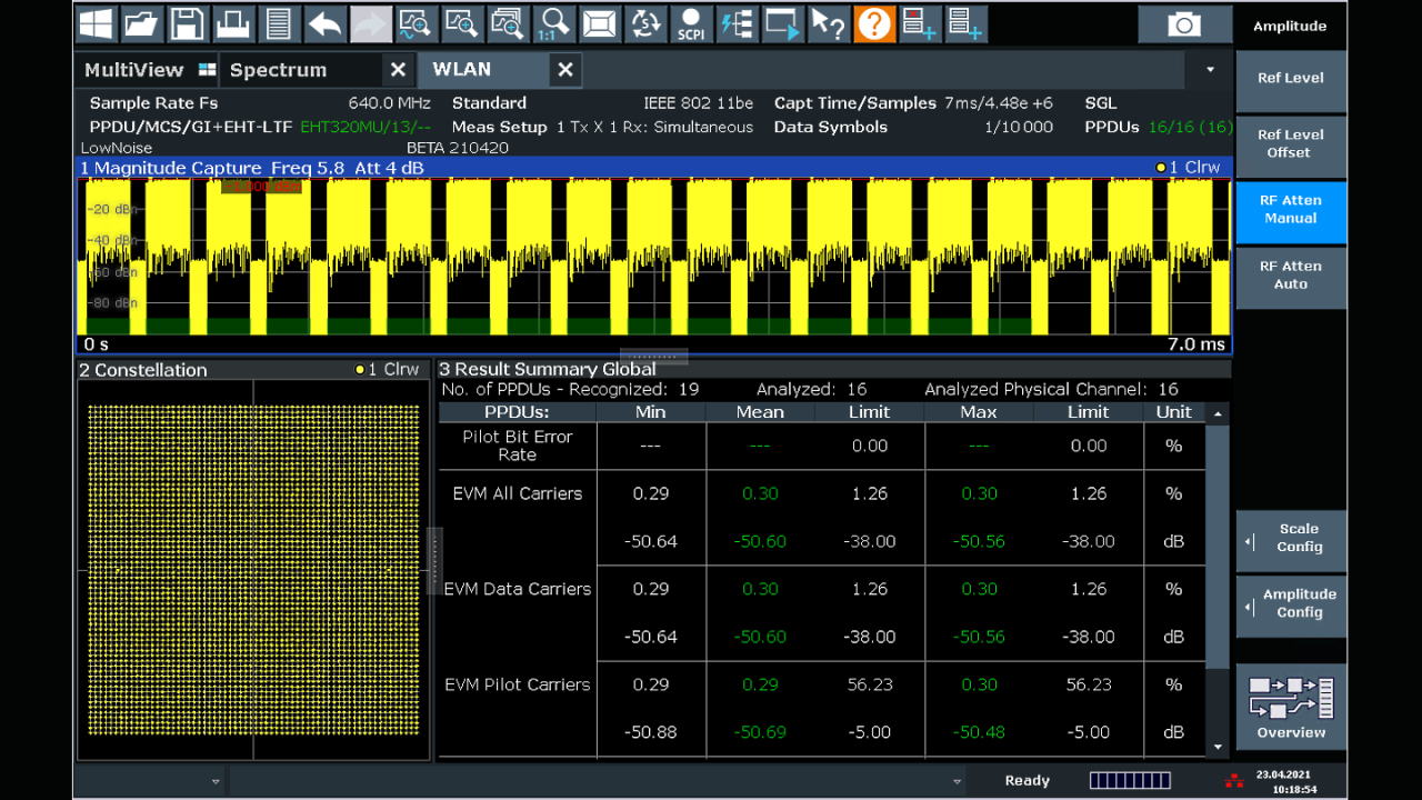 IEEE 802.11be signal analysis of a 320 MHz EHT-MU PDDU with the R&S®FSW signal and spectrum analyzer